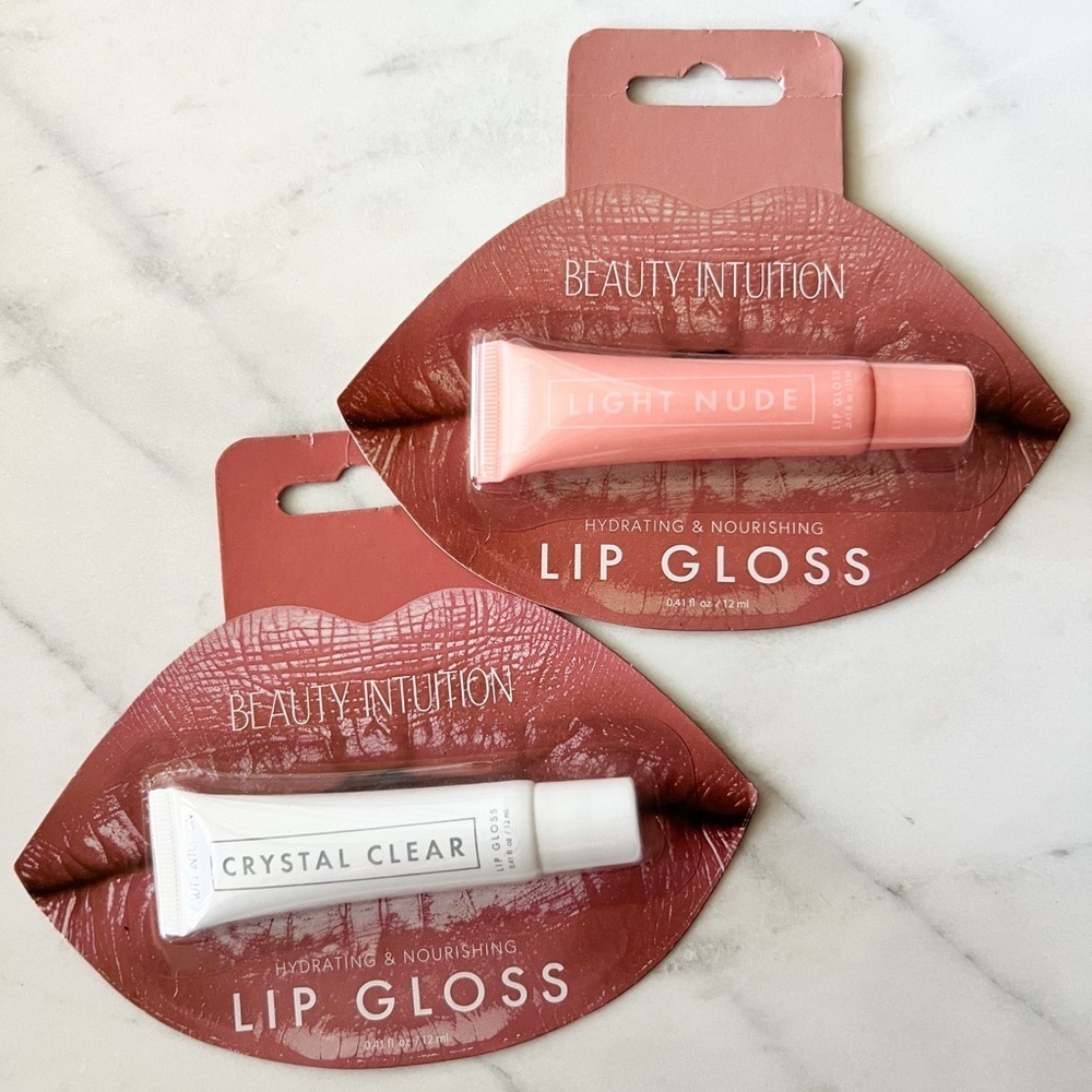 NWT Beauty Intuition Hydrating Nourishing Lip Gloss Light Nude & Crystal Clear